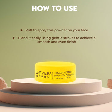 Jovees Herbal Broad Spectrum Sunscreen Powder With SPF 30 | Prevents Sunburns, Skin Damage & Uneven Skin Tone | Natural Mineral Based Ingredients 50gm